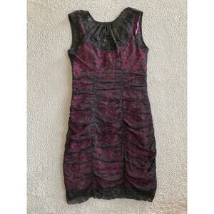 Nanette Lepore Mini Dress 2 XS Lace Lined Sleeveless Black Pink Cocktail Party